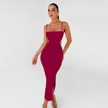 Load image into Gallery viewer, Women Cami Dress Sexy Backless Ruffle Hip Side Slit Maxi Dress