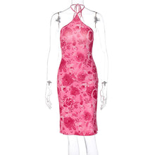 Load image into Gallery viewer, Summer Popular Women Halter Wrapped Chest Printed Dress Women