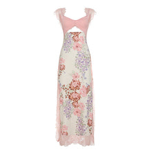Load image into Gallery viewer, Vacation Sexy Lace Stitching Printed Irregular Asymmetric Slit Cutout Sling Dress Beach Dress
