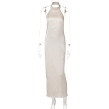Load image into Gallery viewer, Summer Solid Color Sleeveless Halter Sexy Backless Satin Dress