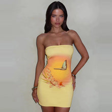 Load image into Gallery viewer, Women Clothing Summer Sleeveless Sexy Strapless Dress Butterfly Floral Print Hip Dress