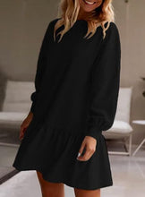 Load image into Gallery viewer, Women Clothing Crisscross Neckline Round Neck Long Sleeve Casual Sweatshirt Dress