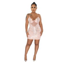 Load image into Gallery viewer, Women Wear Rhinestone Mesh Camisole Sleeveless Dress