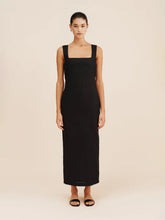 Load image into Gallery viewer, Simple Solid Color Square Collar Sling Dress Summer Slim Cotton Linen Maxi Dress
