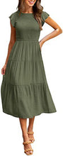 Load image into Gallery viewer, Women Clothing Popular Pinfei Flounced Sleeve Pleating Layered Short Sleeve Large Swing Dress