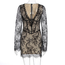 Load image into Gallery viewer, Women Clothing Autumn Sexy Adult Lady like Woman Lace Deep V Plunge Long Sleeve Slim Hip Bag Dress