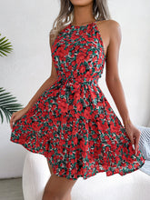 Load image into Gallery viewer, Spring Summer Casual Tied Lotus Leaf Large Swing Floral Dress Women Clothing
