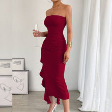 Load image into Gallery viewer, Autumn Winter Women Clothing Slim Fit Slit Wrapped Chest Bag Hip Sexy Dress