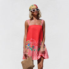 Load image into Gallery viewer, Suspender Skirt Positioning Printing A Swing Mini Suspender Dress for Women