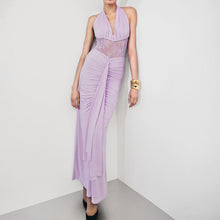 Load image into Gallery viewer, Elegant Deep V Plunge Halter Waist Slimming Maxi Dress Sexy Hollow Out Cutout out Backless Ribbon Dress