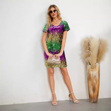 Load image into Gallery viewer, Gradient Color Sequ Dress Sexy V neck Backless Party Evening Dress