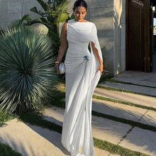 Load image into Gallery viewer, Autumn Winter Sexy Slim Waist Ribbon Pleated Solid Color Dress Elegant Dress