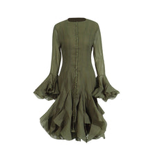 Load image into Gallery viewer, Spring Ruffles Design Waist Tight Slimming Flared Sleeves Dress Women