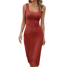 Load image into Gallery viewer, Sexy Sunken Stripe Design Side Slit Slim Slimming Dress