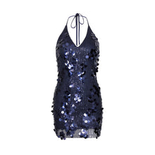 Load image into Gallery viewer, Sexy Women Wear Deep V Plunge Halter Sequ Dress Sexy Nightclub Party Backless Skinny Hip Dress