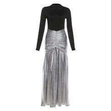 Load image into Gallery viewer, Winter Women Clothing Fashionable Elegant Long Sleeve Stitching Ruffle Waist Tight Elegant Dress