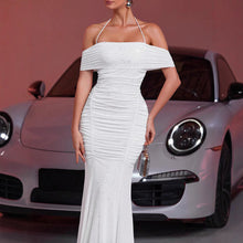 Load image into Gallery viewer, Summer Women Clothing Fashionable Elegant Dress Mesh Silver-Sprinkling off Shoulder Sleeveless Dress