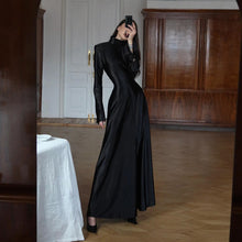Load image into Gallery viewer, Winter Women Clothing Elegant Graceful Formal Dress Turtleneck Waist Solid Color Dress