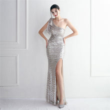Load image into Gallery viewer, Craft Sequined Toast Clothing Long One Shoulder Appreciation Dinner Slim Fit Fishtail Wedding Socialite