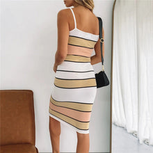 Load image into Gallery viewer, Summer Dress Sexy Strap Contrast Color Striped Sleeveless Tight Dress