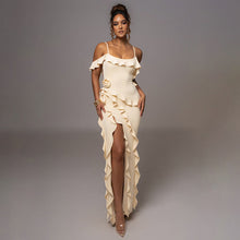 Load image into Gallery viewer, Spring Sexy Solid Color Backless Slit Splicing Sling Maxi Dress