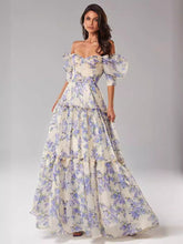 Load image into Gallery viewer, Spring Summer off the Shoulder Women Organza Fairy Long Elegant Evening Dress
