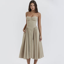 Load image into Gallery viewer, Sexy Dress Sexy Women Clothing Sexy V neck Strap Mid Length Dress Waist Tight Slim Backless Dress for Women