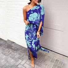 Load image into Gallery viewer, Summer Loose off Shoulder Waist Trimming Printing Dress Women