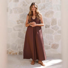 Load image into Gallery viewer, Spring Summer Women Solid Color Maxi Dress U Neck A line Simple Elegant Dress Vest Maxi Dress
