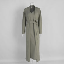 Load image into Gallery viewer, Women Knitted Long Sleeve Cardigan Sling Dress Set Autumn Soft Blouse