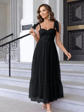 Load image into Gallery viewer, Fashionable Women Clothing Evening Dress Lace up Shoulder Pleated Hem Mesh Dress