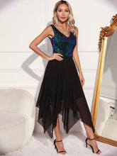 Load image into Gallery viewer, Sexy Retro Chiffon Stitching Green Sequ Dress Summer Women Clothing