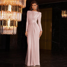 Load image into Gallery viewer, Women Evening Dress Autumn Slim Fit Round Neck Long Sleeves Dress