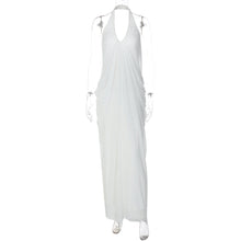 Load image into Gallery viewer, Women Clothing Autumn Sexy Loose Backless Sleeveless V neck Pleated Long Halter Mesh Dress