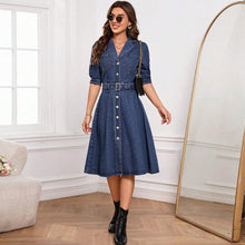Load image into Gallery viewer, Women Clothing Denim Tight Waist Fit Slimming Short Sleeve Dress