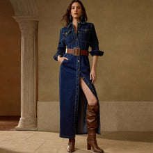 Load image into Gallery viewer, Women Clothing Long Sleeve Breasted Maxi Dress（Without Belt）