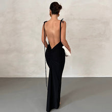 Load image into Gallery viewer, Solid Color Sexy Backless Pleated Long Elegant Slim Strap Dress for Women