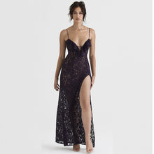 Load image into Gallery viewer, Lace Deep V Plunge Strap Dress Summer Sleeveless Slit Sexy Midi Dress
