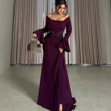 Load image into Gallery viewer, Women Clothes Long Sleeve off Shoulder Stitching Ruffle Slim Dress
