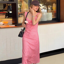 Load image into Gallery viewer, French Summer Sexy V neck Plaid Strap Dress Vacation Maxi Dress