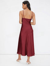 Load image into Gallery viewer, Women Clothing Spring Summer Satin Sling Deep V Plunge neck Slim Solid Color Dress