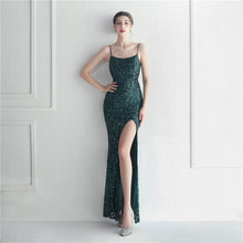 Load image into Gallery viewer, Positioning Floral Sequin Sexy Strap Tube Top Nightclub Dress Dinner Star Evening Dress