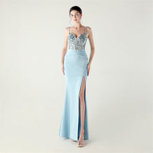 Load image into Gallery viewer, Satin Cloth Applique Bead Tube Boning Corset Waist Tight Folding Craft Evening Dress Strapless Sexy Dinner Social