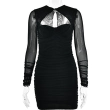 Load image into Gallery viewer, Summer Hollow Out Cutout Low Cut Dress Women Sexy Sexy Sheer Long Sleeve Skinny Hip Dress