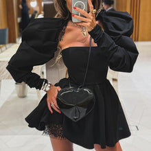 Load image into Gallery viewer, French Tube Top Dress Women High Grade Sexy Backless Long Sleeves Black Two Piece A Line Dress