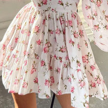 Load image into Gallery viewer, Autumn Winter Women Clothing Street Casual Floral Midi High Waist Slim V neck Dress