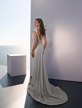 Load image into Gallery viewer, Summer Women Clothing V Neck Slim Hip Wrapped Dress Sequined Split Dress