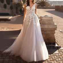 Load image into Gallery viewer, Summer Women Clothing Sexy Lace Dress Sleeveless Deep V Plunge Neck Wedding Embroidered Dress