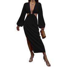 Load image into Gallery viewer, Women Wear Dress Long Sleeve Cropped Outfit Sexy Slit Dress Women