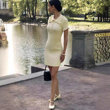 Load image into Gallery viewer, Ruffled Classic Dress Summer Retro French Hepburn Tight Knitted Dress